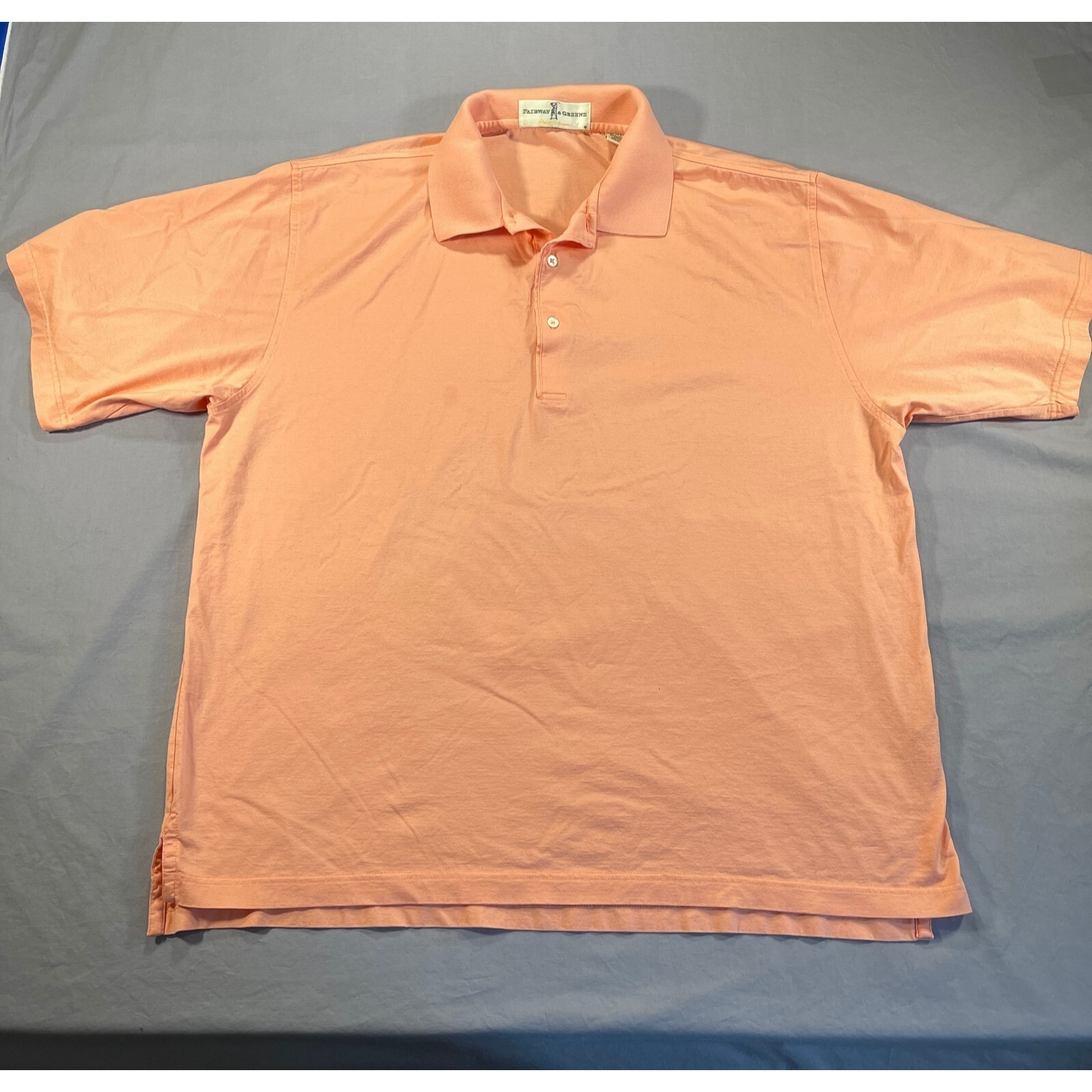 Vintage Fairway  Greene Golf Polo Shirt Mens Xl Orange Embroidered Stretch